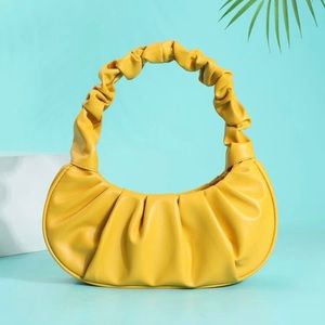 Baguette Ruched Mini Shoulder Mini Leather Purse.